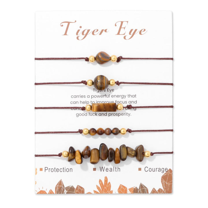 Olivenorma 5Pcs Handmade Gemstone Energy Braided Bracelet - Tiger Eye - image 9