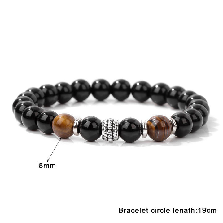 Olivenorma Natural Obsidian Tiger Eye Adjustable Beaded Bracelet - image 3