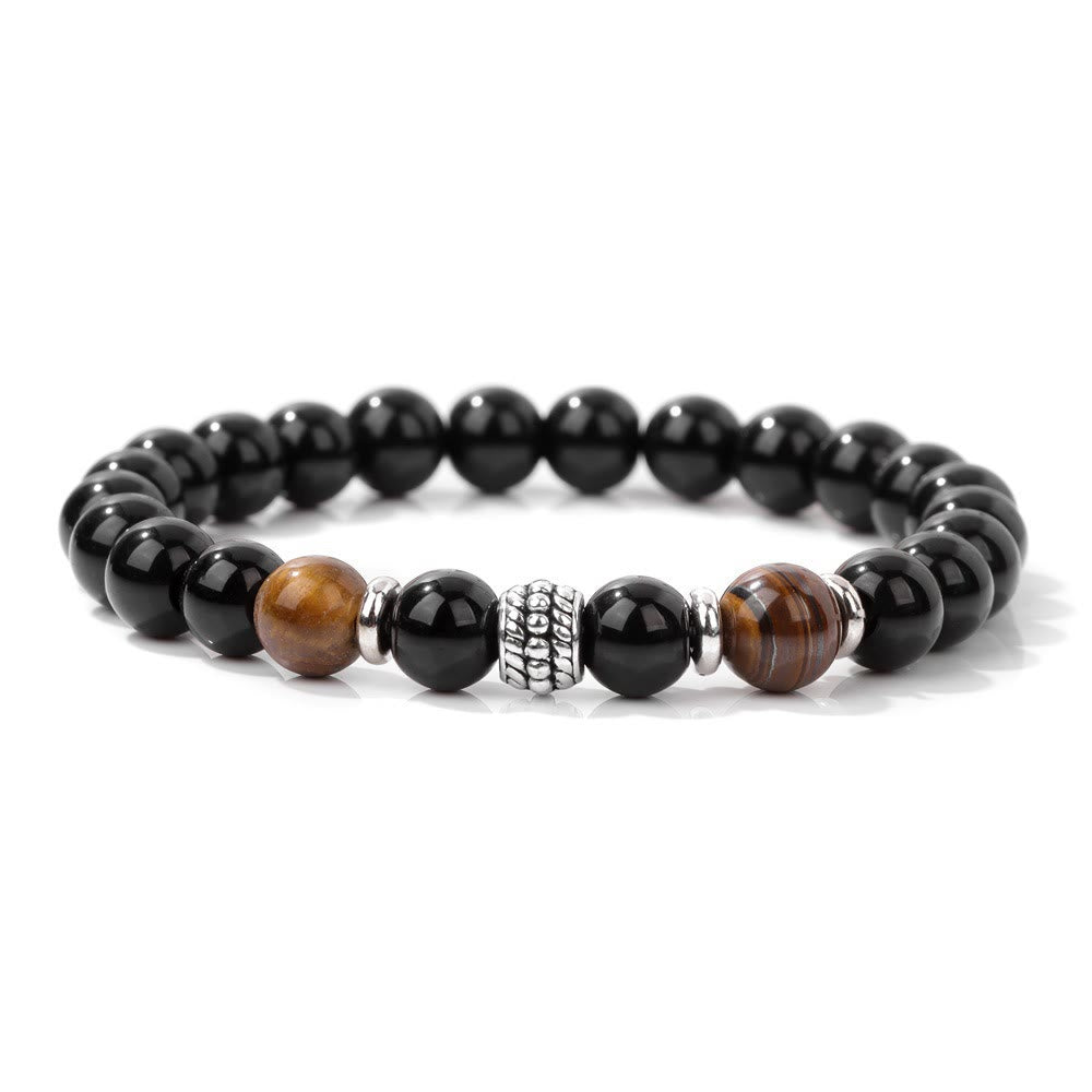 Olivenorma Natural Obsidian Tiger Eye Adjustable Beaded Bracelet - image 2