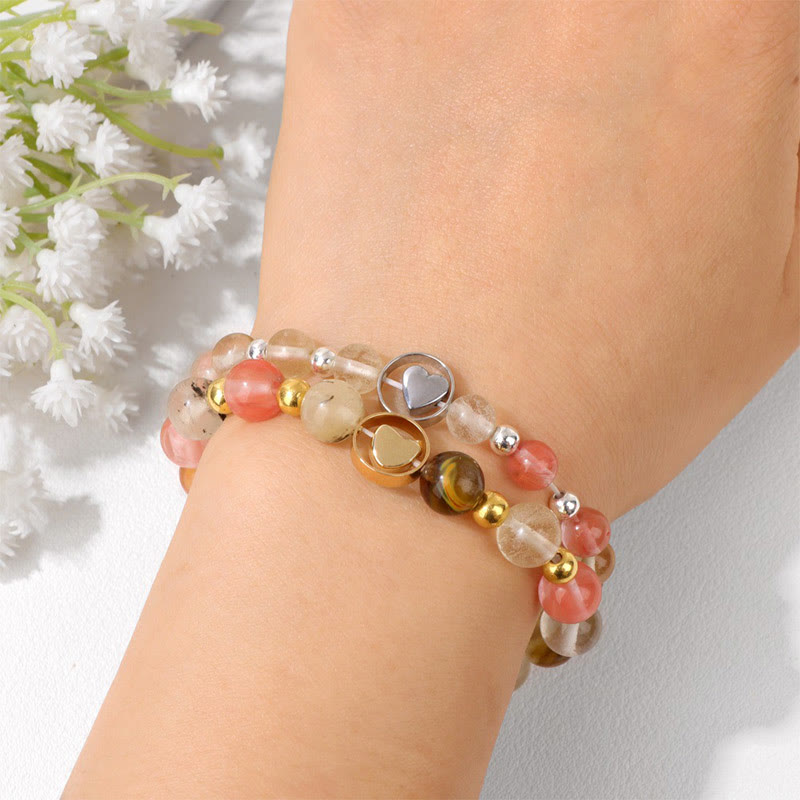 Olivenorma 2Pcs Natural Gemstone Mother & Sister Beaded Bracelet - image 4
