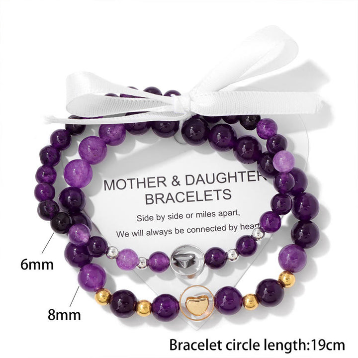 Olivenorma 2Pcs Natural Gemstone Mother & Sister Beaded Bracelet - image 8
