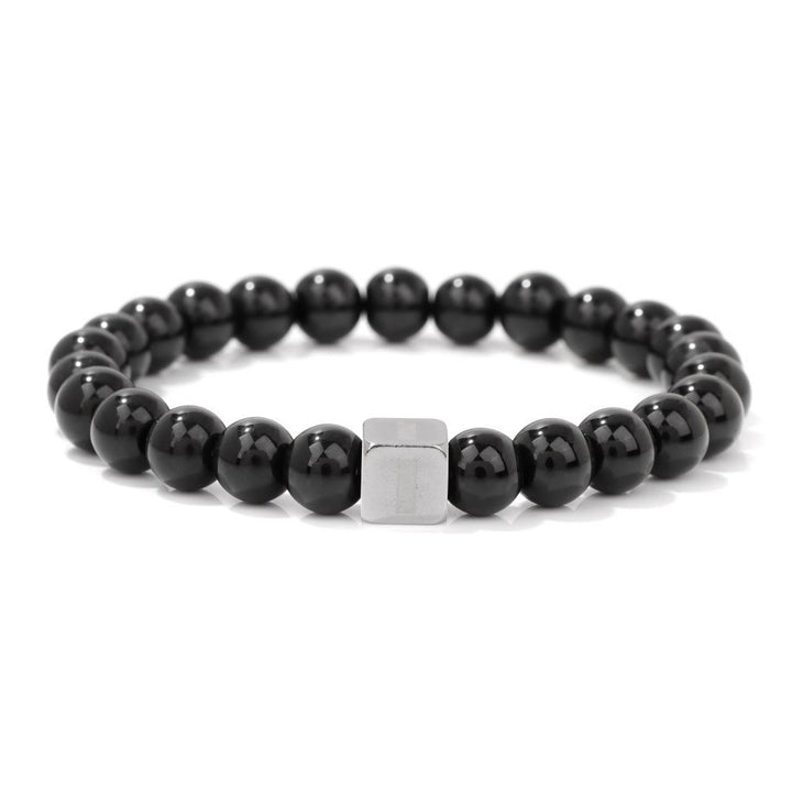 Olivenorma 8mm Initial Cube Obsidian Beaded Bracelet - I - image 12