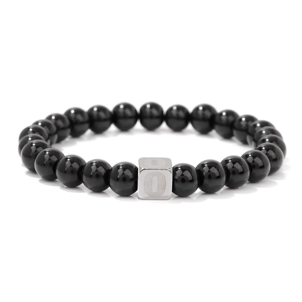 Olivenorma 8mm Initial Cube Obsidian Beaded Bracelet - O - image 18