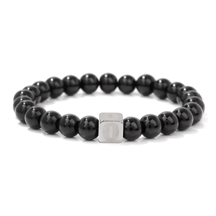 Olivenorma 8mm Initial Cube Obsidian Beaded Bracelet - O - image 18