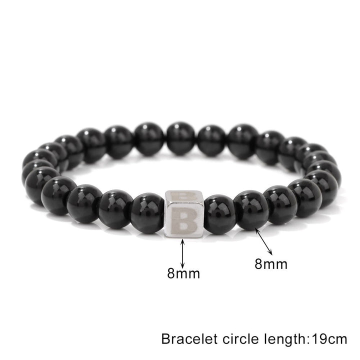 Olivenorma 8mm Initial Cube Obsidian Beaded Bracelet - image 5