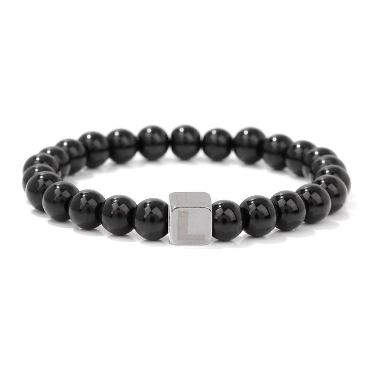 Olivenorma 8mm Initial Cube Obsidian Beaded Bracelet - L - image 15