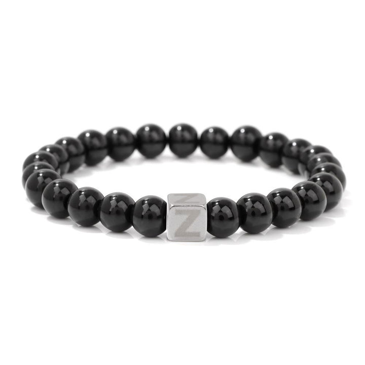 Olivenorma 8mm Initial Cube Obsidian Beaded Bracelet - Z - image 29