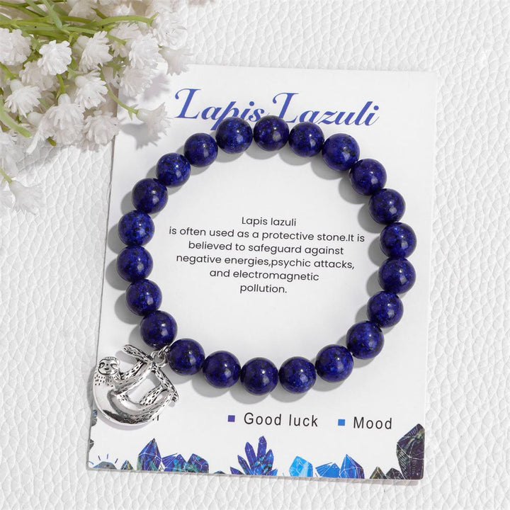 Olivenorma Sloth Charm Round Gemstone Energy Beaded Bracelet - image 4