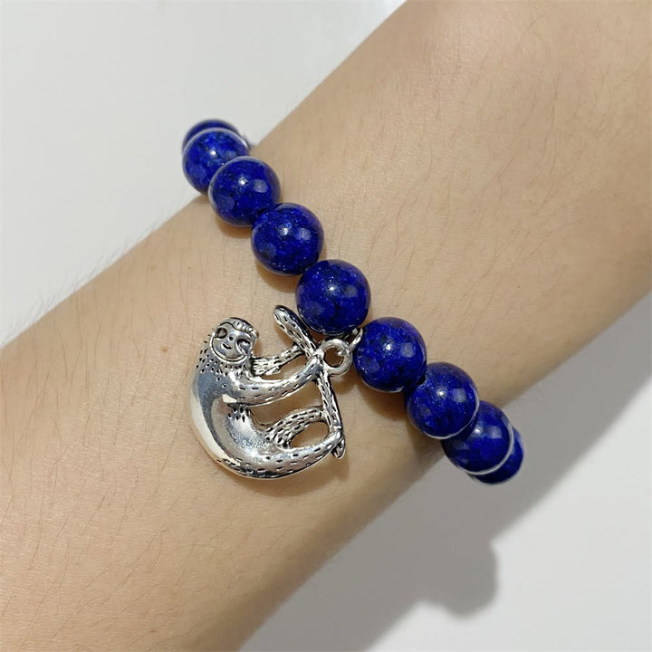 Olivenorma Sloth Charm Round Gemstone Energy Beaded Bracelet - image 5