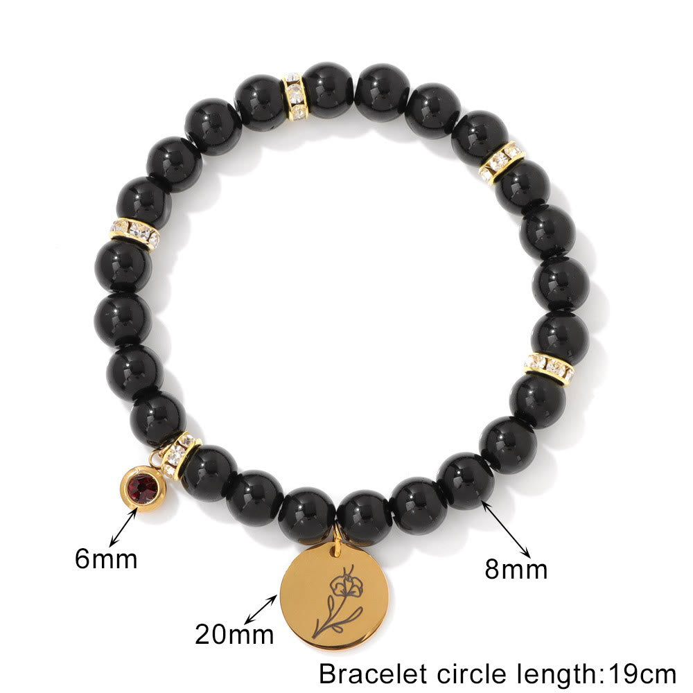 Olivenorma 8mm Birthstone Birth Flower Charm Beaded Bracelet - image 7