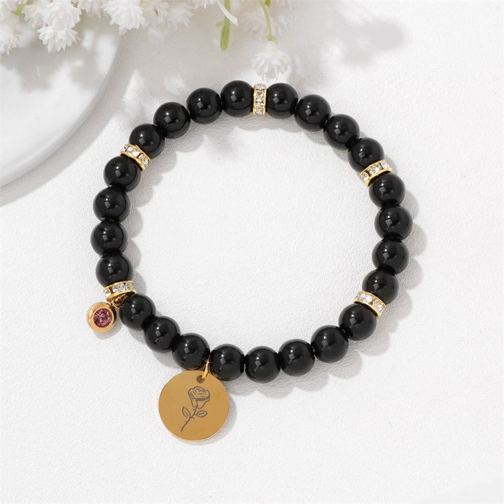 Olivenorma 8mm Birthstone Birth Flower Charm Beaded Bracelet - June - image 0