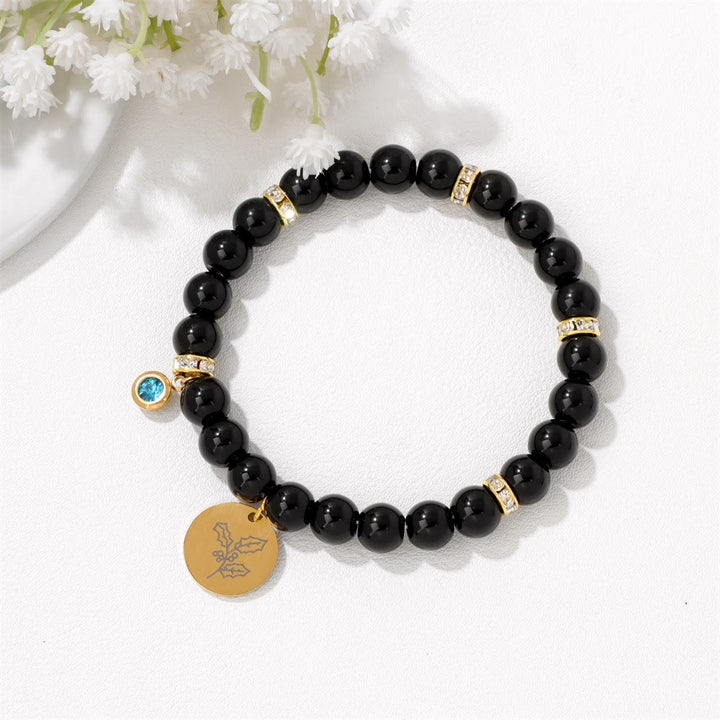 Olivenorma 8mm Birthstone Birth Flower Charm Beaded Bracelet - image 29