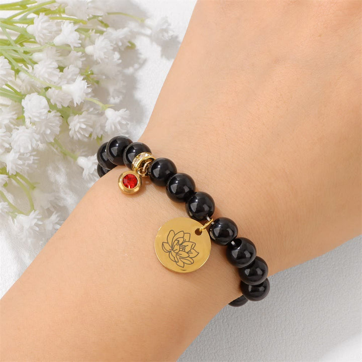Olivenorma 8mm Birthstone Birth Flower Charm Beaded Bracelet - image 17