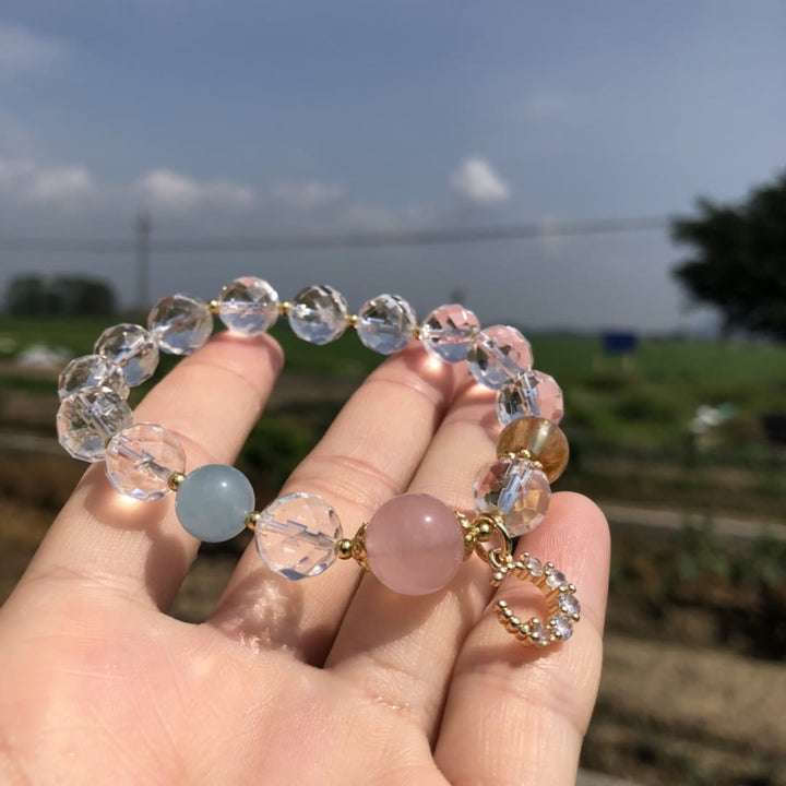 Olivenorma Faceted Clear Crystal Crescent Moon Charm Bracelet - image 4