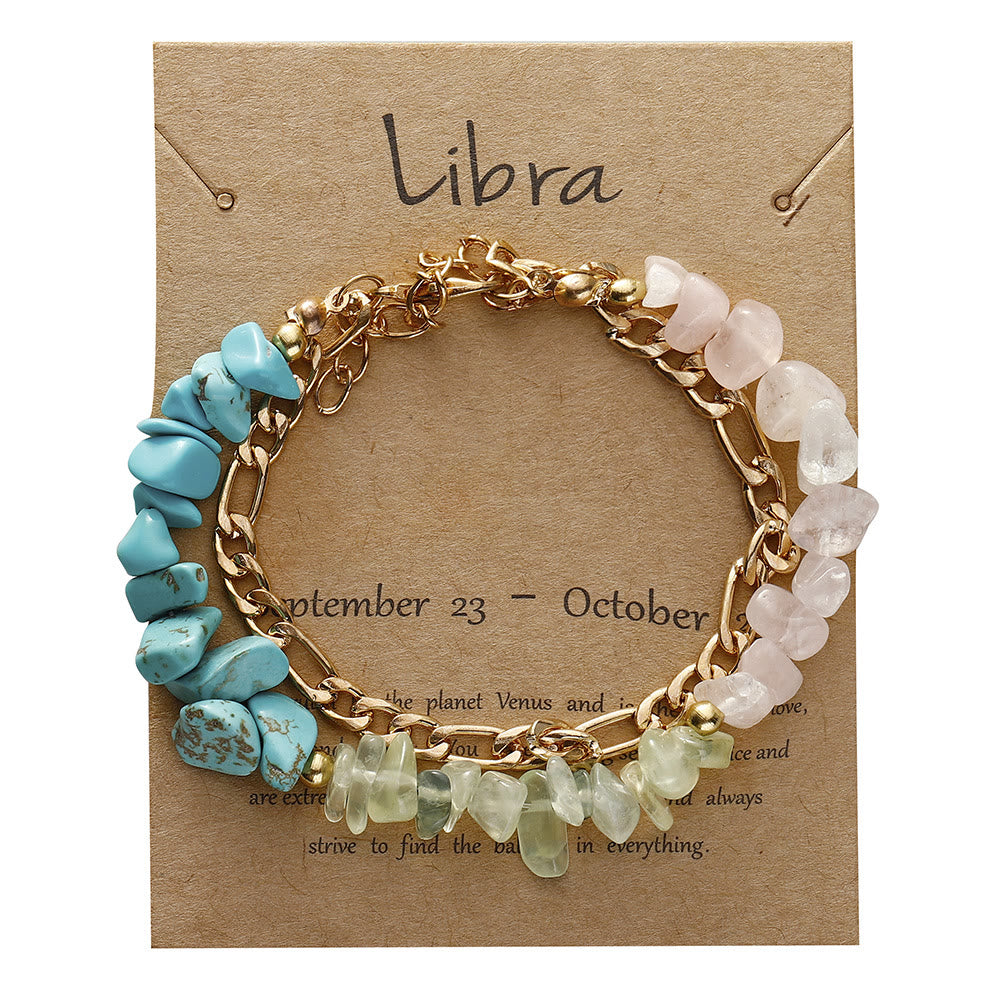 Olivenorma Natural Gravel Beads Metal Chain Zodiac Bracelet - Libra - image 7
