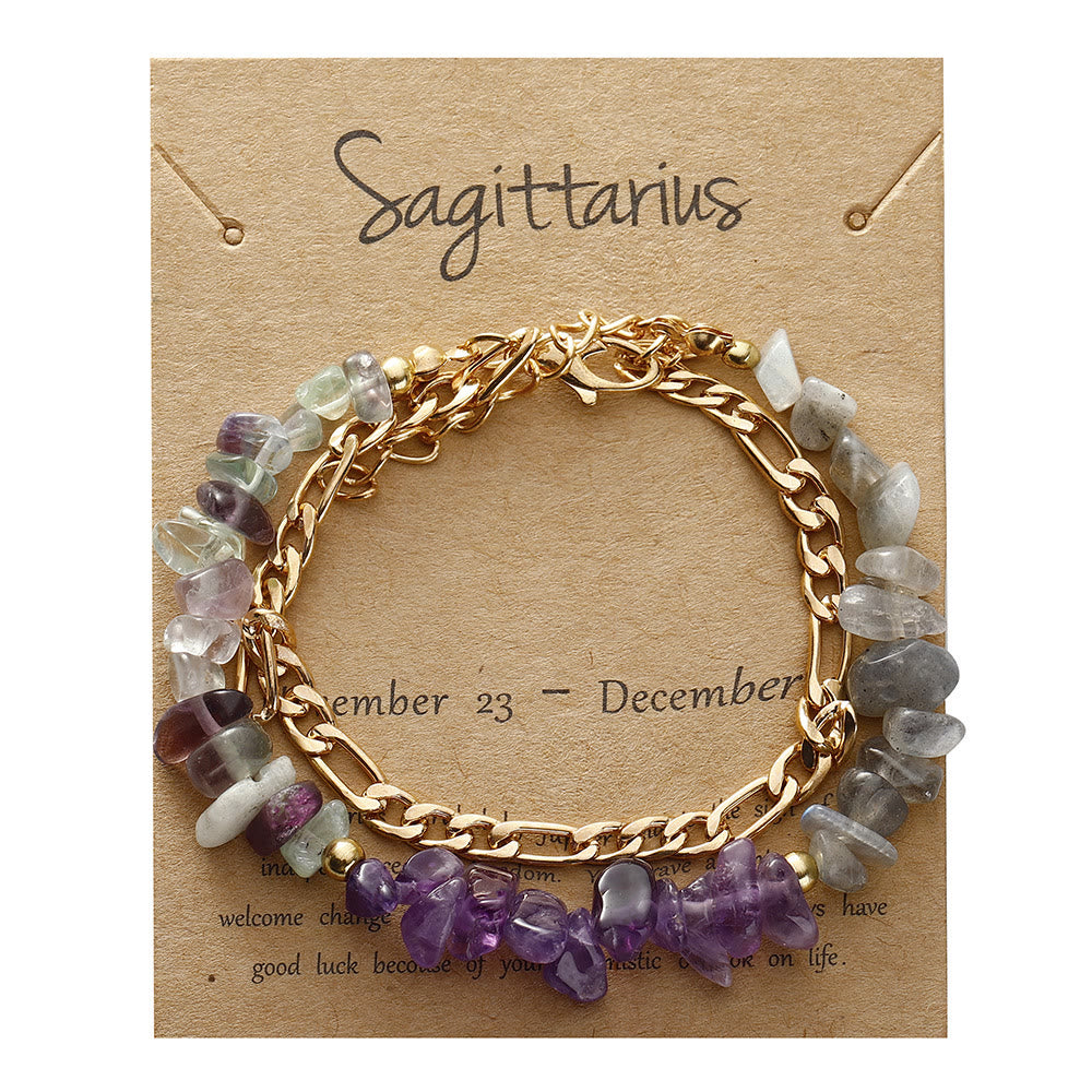 Olivenorma Natural Gravel Beads Metal Chain Zodiac Bracelet - Sagittarius - image 9