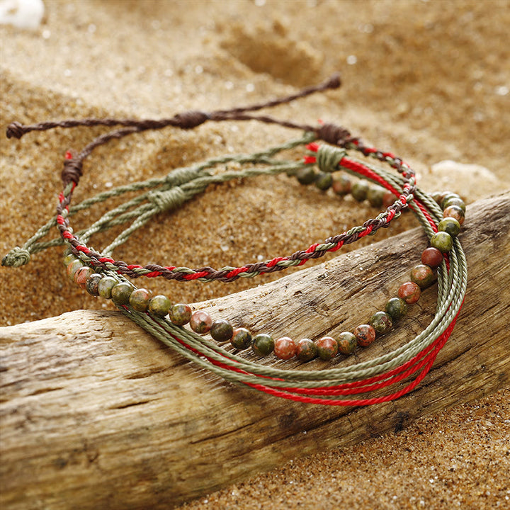 Olivenorma Natural Beads Cotton Rope Braided Bracelet - image 0