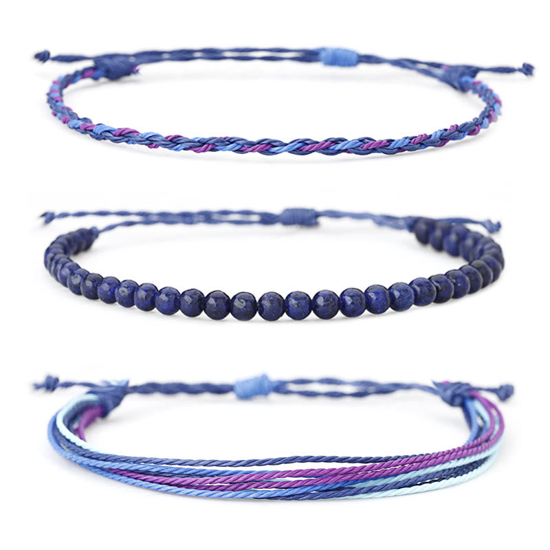 Olivenorma Natural Beads Cotton Rope Braided Bracelet - Lapis Lazuli - image 25