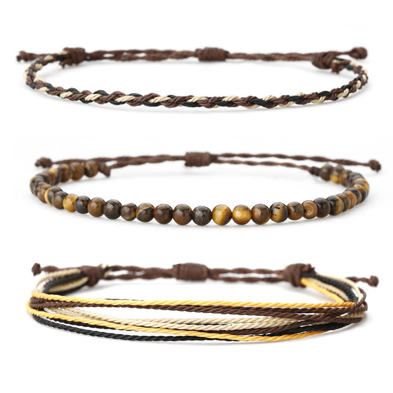Olivenorma Natural Beads Cotton Rope Braided Bracelet - Tiger Eye - image 23