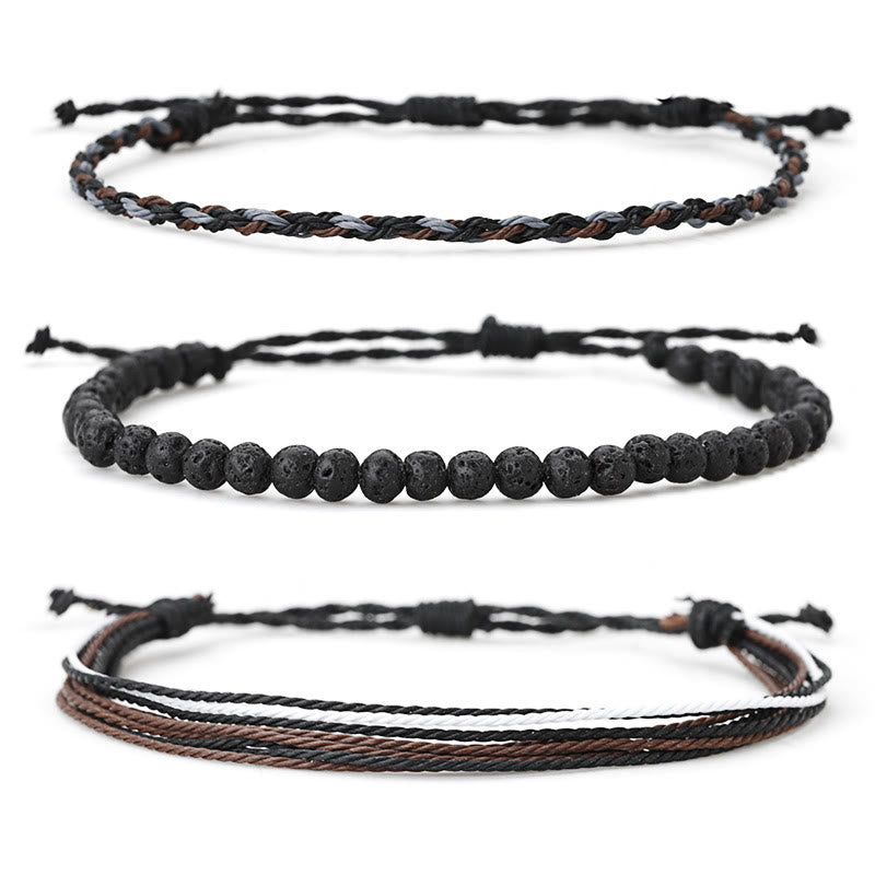 Olivenorma Natural Beads Cotton Rope Braided Bracelet - Lava Stone - image 18