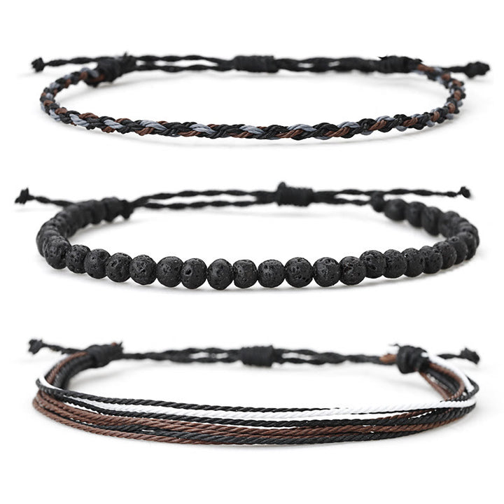 Olivenorma Natural Beads Cotton Rope Braided Bracelet - Lava Stone - image 18