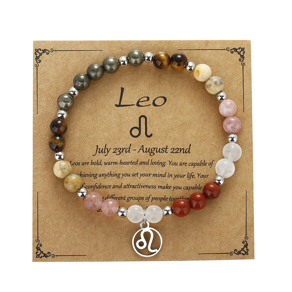 Olivenorma Natural Stone Beaded Zodiac Pendant Bracelet - Leo - image 6