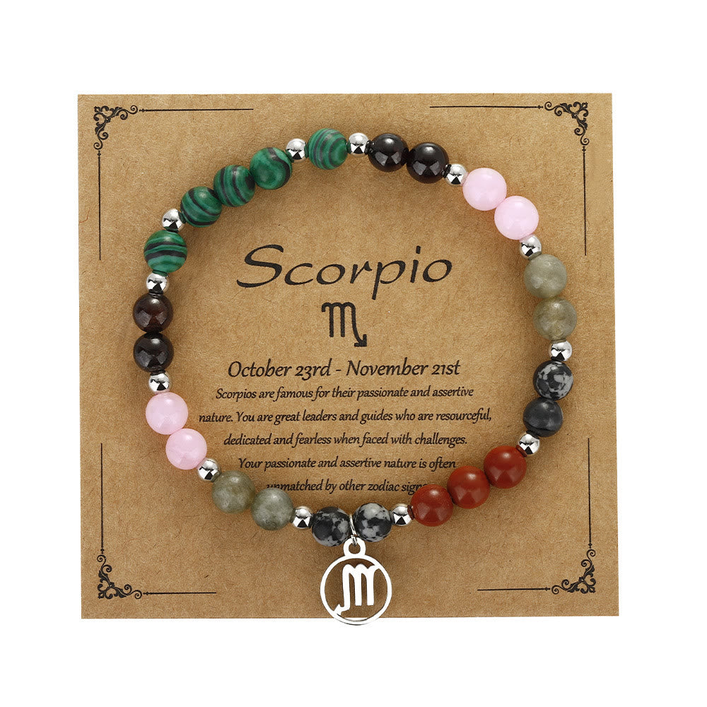 Olivenorma Natural Stone Beaded Zodiac Pendant Bracelet - Scorpio - image 9