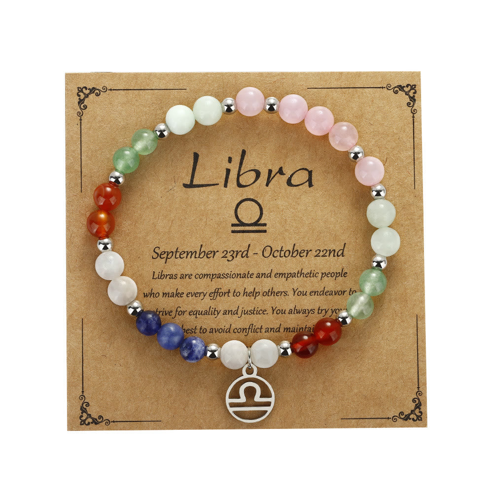 Olivenorma Natural Stone Beaded Zodiac Pendant Bracelet - Libra - image 8