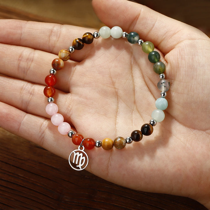 Olivenorma Natural Stone Beaded Zodiac Pendant Bracelet - image 14