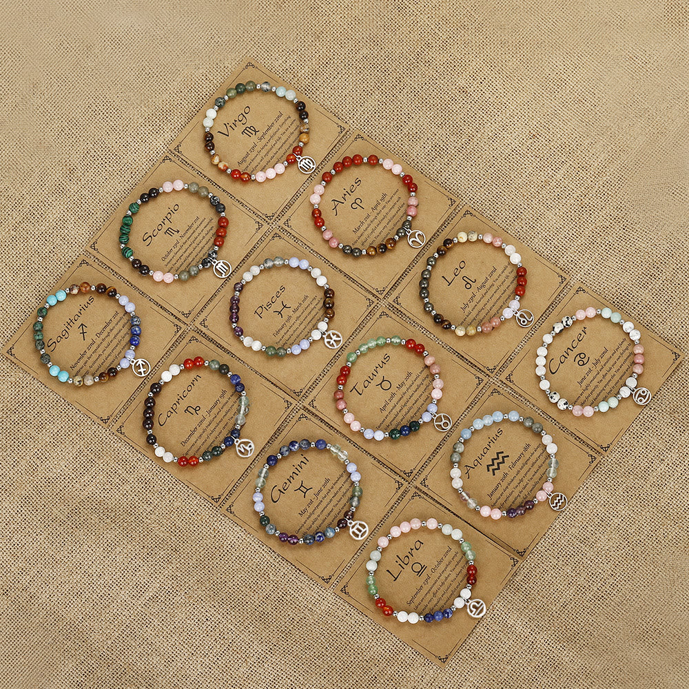 Olivenorma Natural Stone Beaded Zodiac Pendant Bracelet - image 19