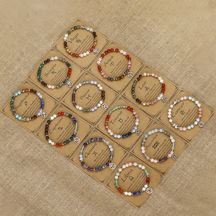 Olivenorma Natural Stone Beaded Zodiac Pendant Bracelet - image 19