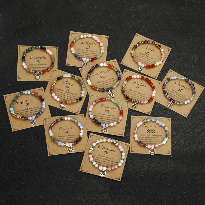 Olivenorma Natural Stone Beaded Zodiac Pendant Bracelet - image 18