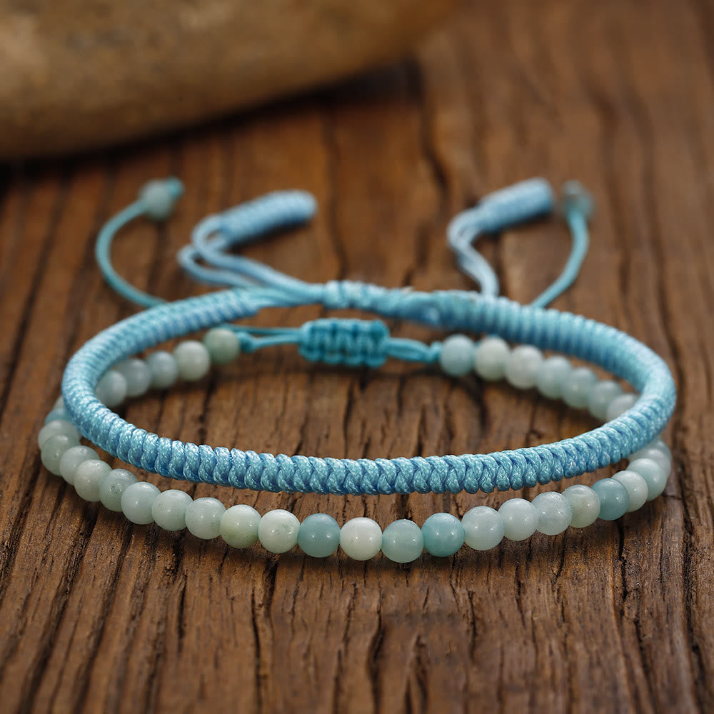 Olivenorma Natural Amazonite Beads Braided Bracelet - Amazonite - image 0