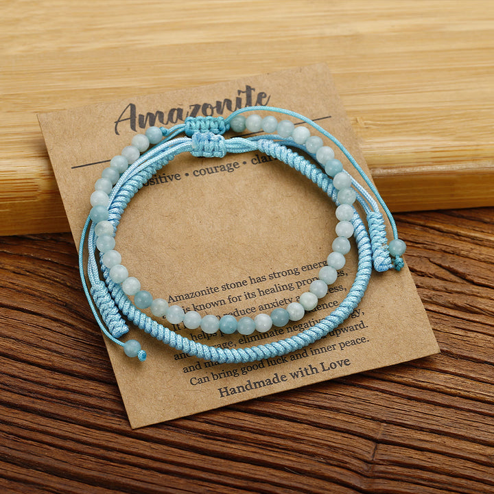 Olivenorma Natural Amazonite Beads Braided Bracelet - image 2