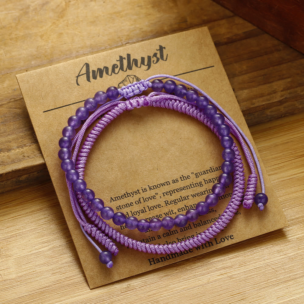Olivenorma Natural Amethyst Beads Braided Bracelet - Amethyst - image 0