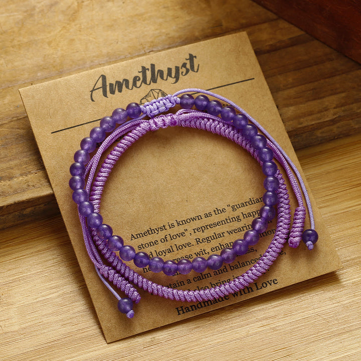 Olivenorma Natural Amethyst Beads Braided Bracelet - Amethyst - image 0