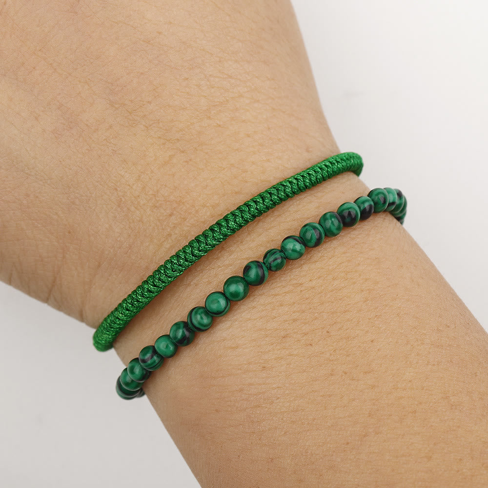 Olivenorma Natural Malachite Beads Braided Bracelet - image 1