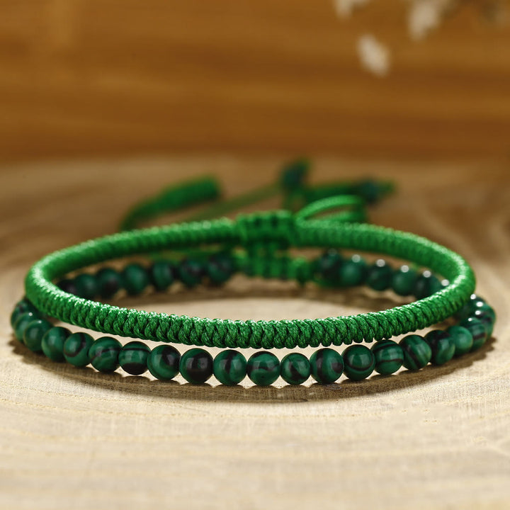 Olivenorma Natural Malachite Beads Braided Bracelet - Malachite - image 0