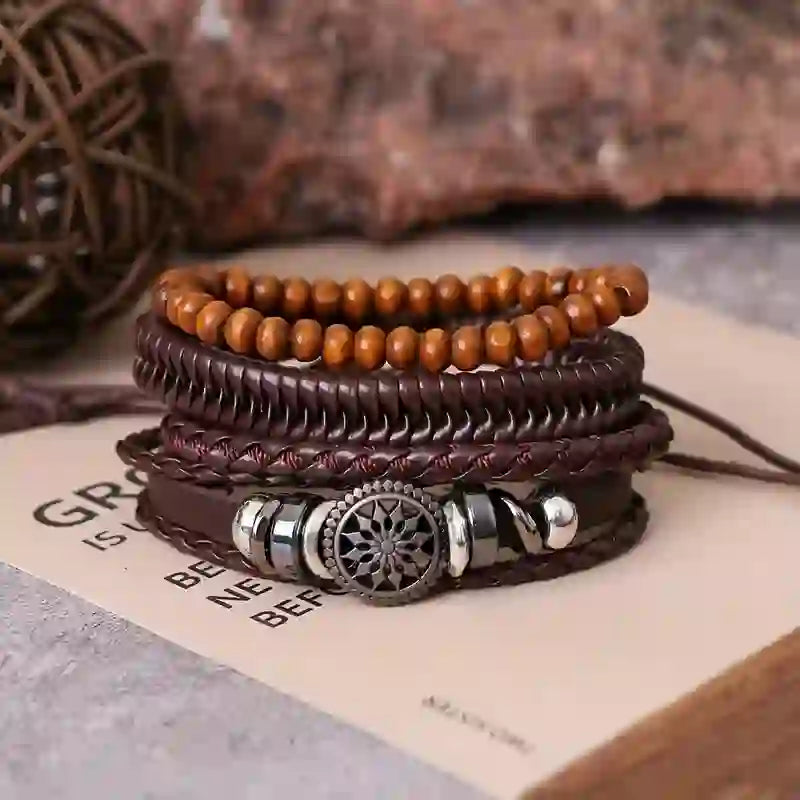 Olivenorma Vintage Pu Leather Beads Multilayer Bracelet - image 7
