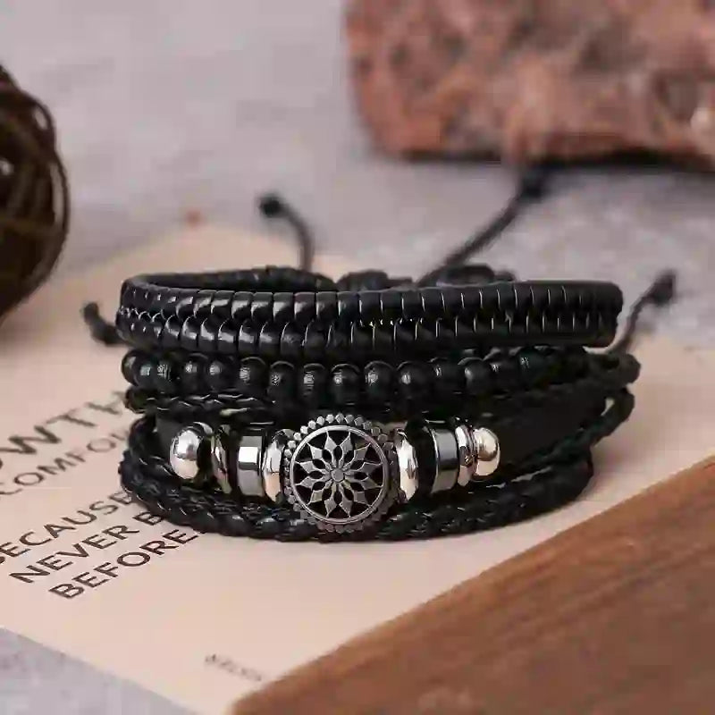 Olivenorma Vintage Pu Leather Beads Multilayer Bracelet - image 3