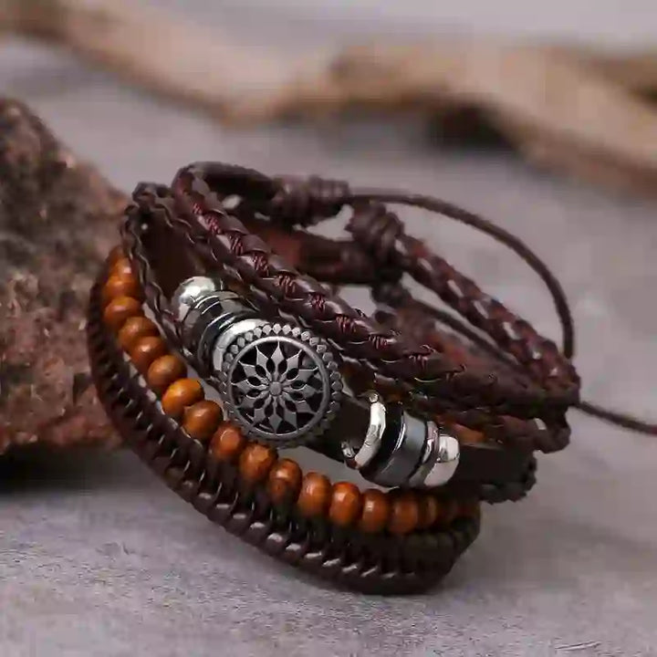 Olivenorma Vintage Pu Leather Beads Multilayer Bracelet - image 9