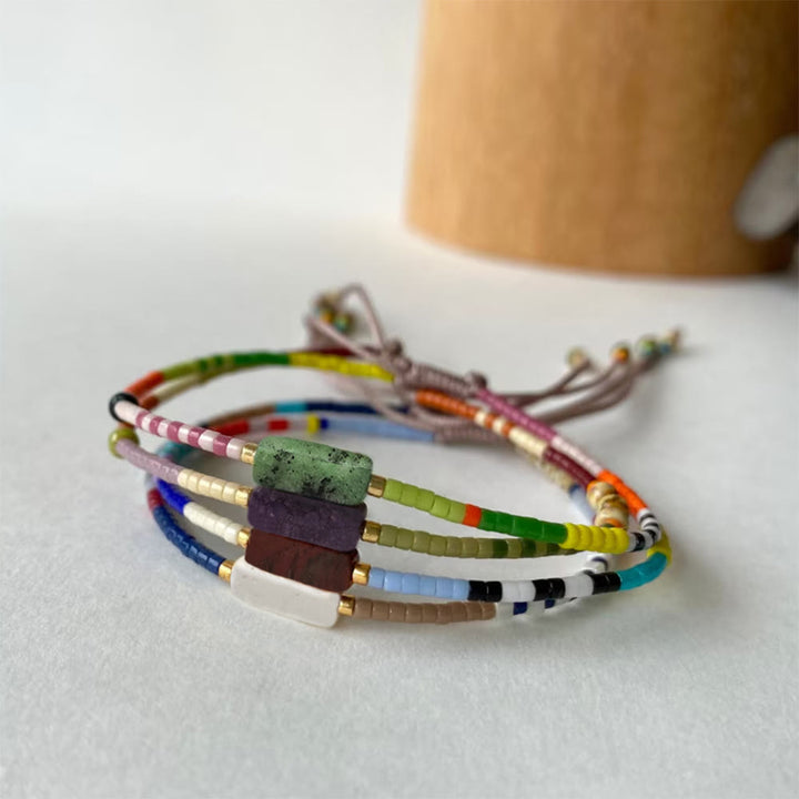 Olivenorma Natural Beads Rectangular Crystal Pendant Bracelet - image 9