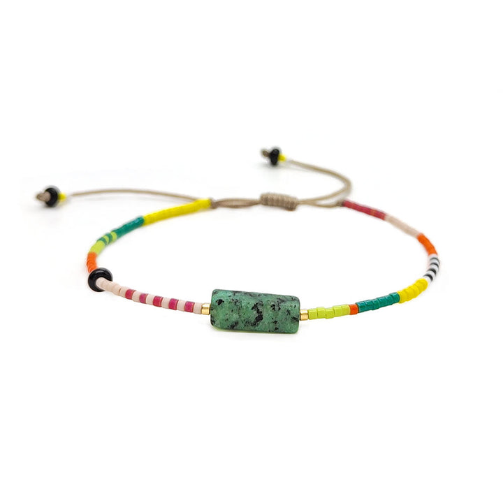 Olivenorma Natural Beads Rectangular Crystal Pendant Bracelet - Ruby Zoisite - image 5