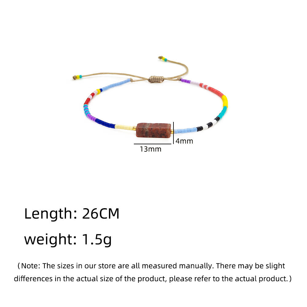 Olivenorma Natural Beads Rectangular Crystal Pendant Bracelet - image 10