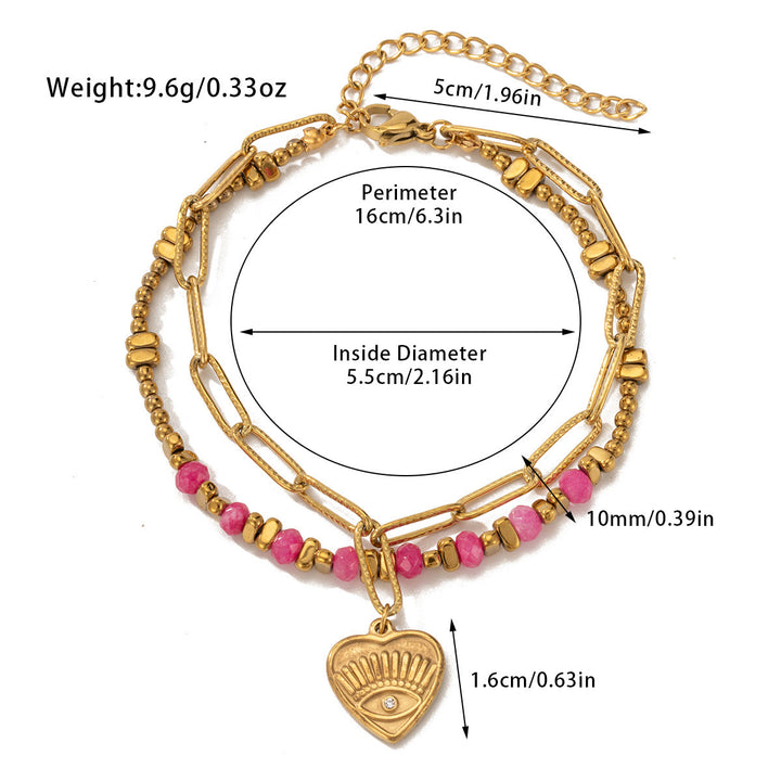 Olivenorma Natural Crystal Alloy Double-layer Bracelet - Pink Crystal - image 15