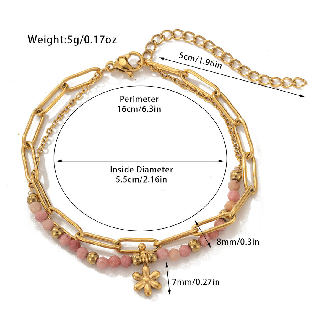 Olivenorma Natural Crystal Alloy Double-layer Bracelet - Rhodonite - image 17