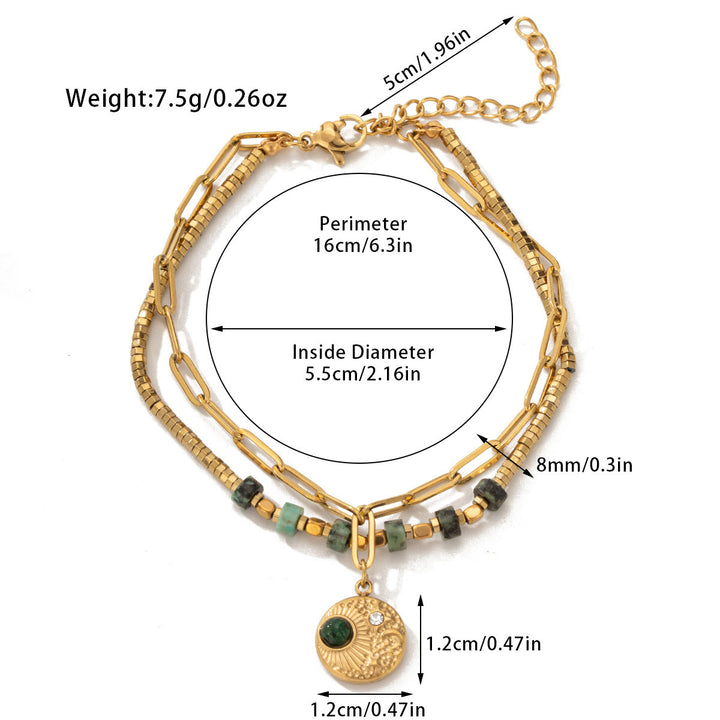 Olivenorma Natural Crystal Alloy Double-layer Bracelet - African Turquoise - image 1