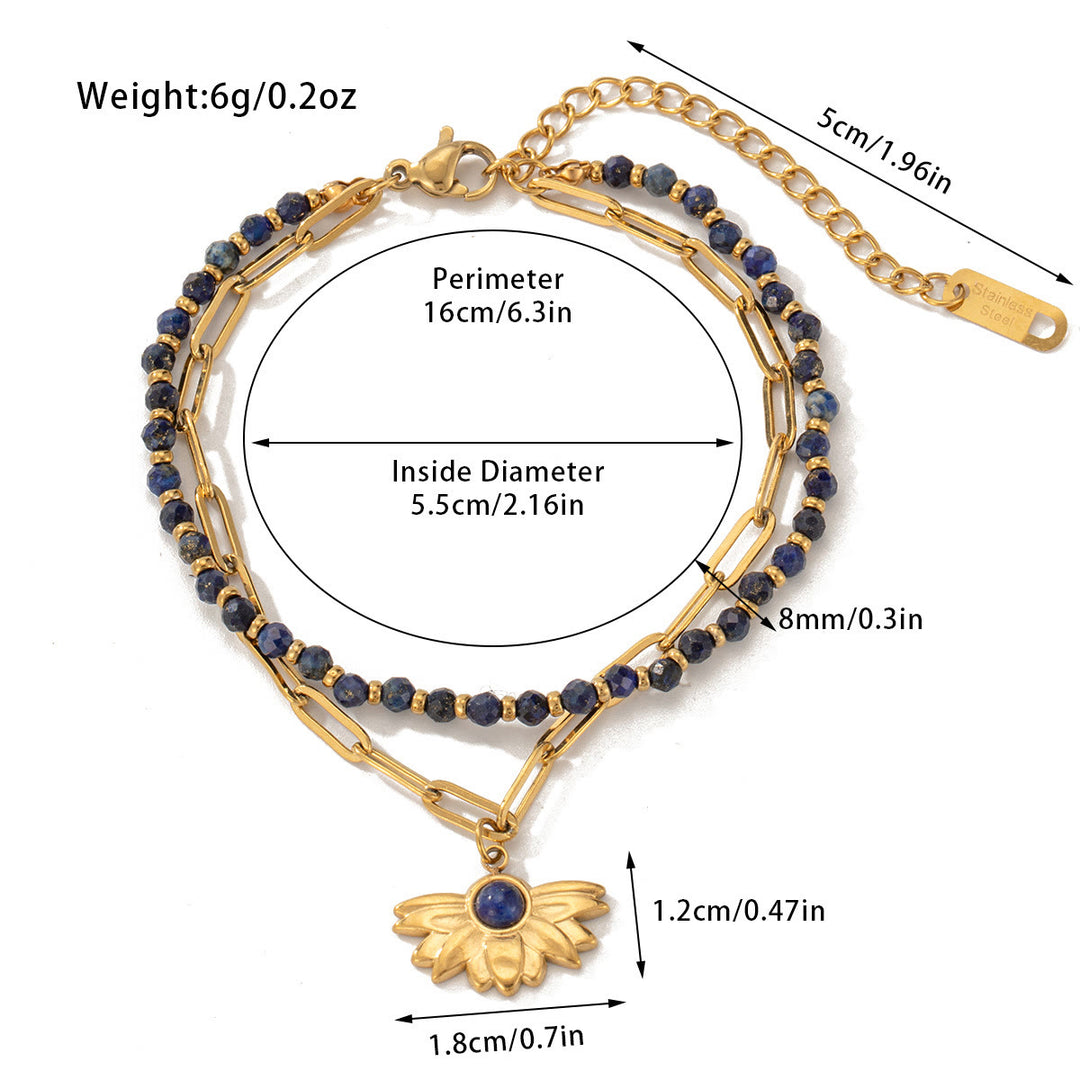 Olivenorma Natural Crystal Alloy Double-layer Bracelet - Lapis Lazuli - image 13