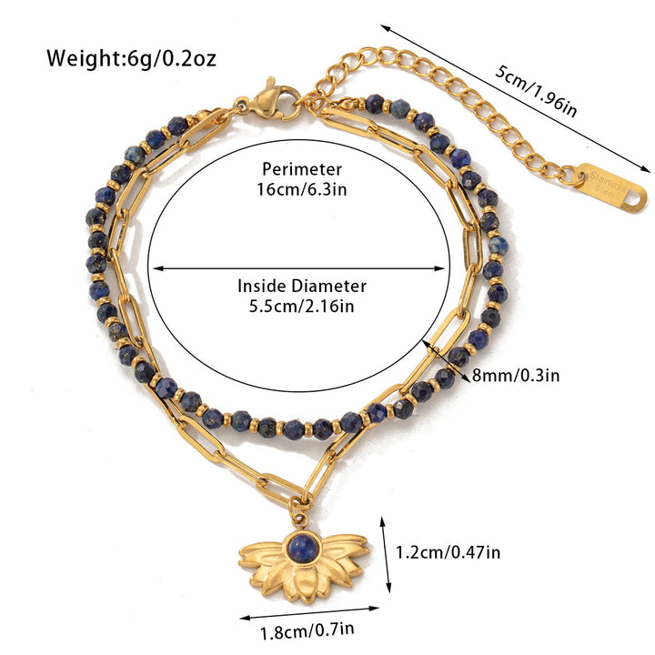 Olivenorma Natural Crystal Alloy Double-layer Bracelet - Lapis Lazuli - image 13