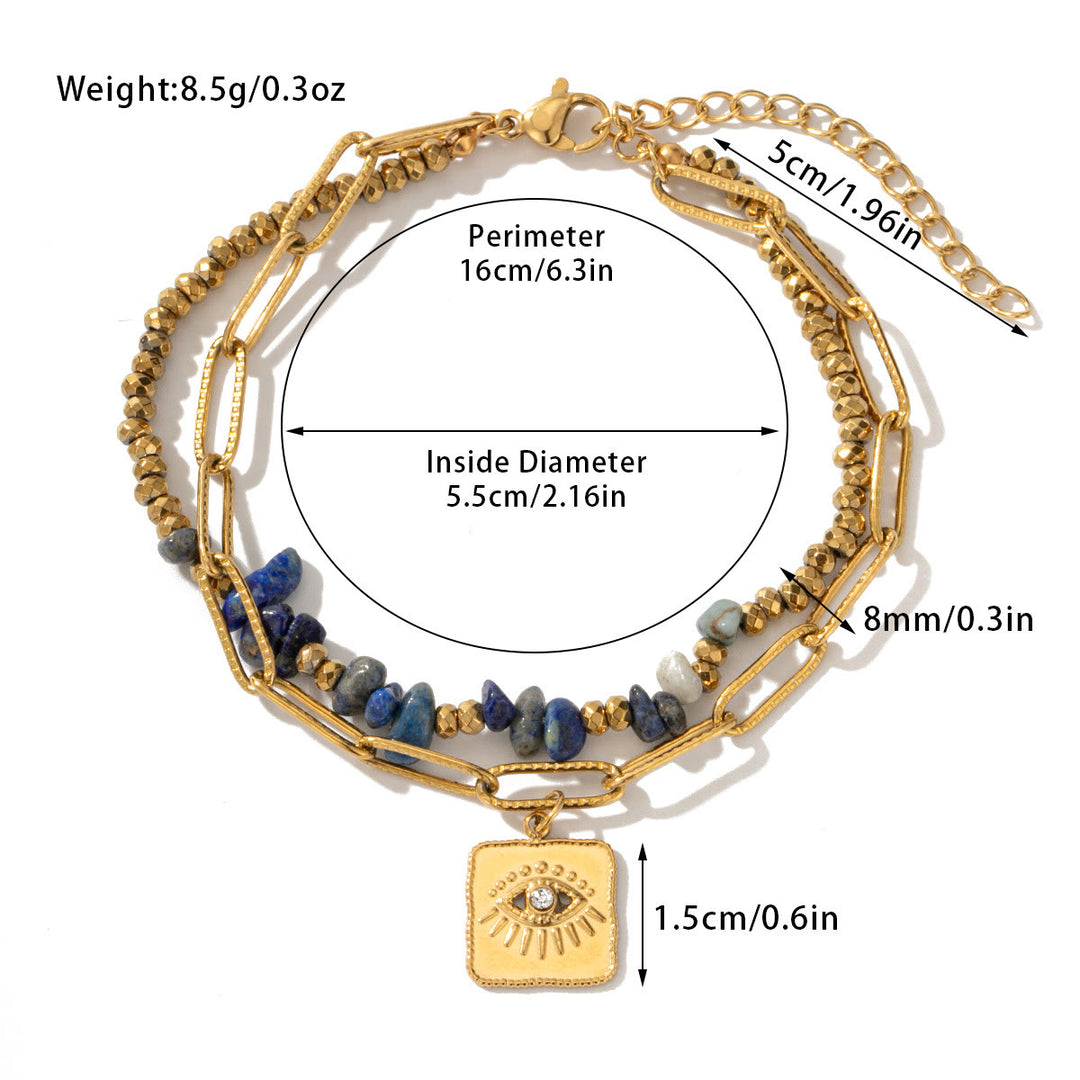 Olivenorma Natural Crystal Alloy Double-layer Bracelet - Sodalite#2 - image 20